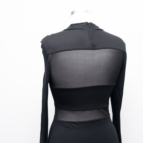 STAUD Falcon Mesh Panel Long Sleeve Maxi Dress Black Size M - Picture 11 of 12